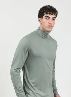 Funnel Neck Undershirt in Clay Eucalyptus & Cotton