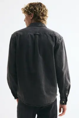Chemise Regular Fit en denim - Noir denim — photo 4