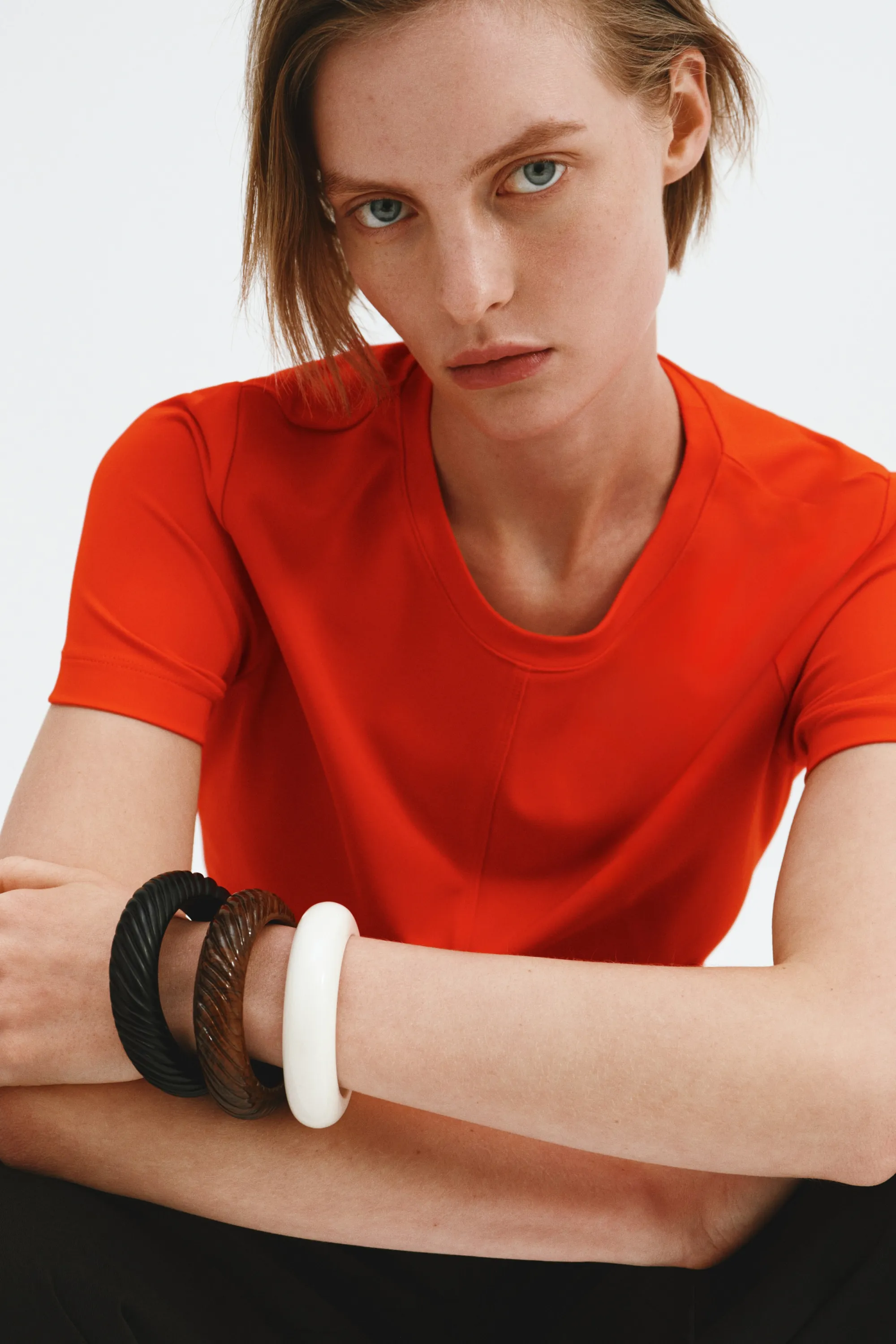 Top péplum en interlock - Rouge vif