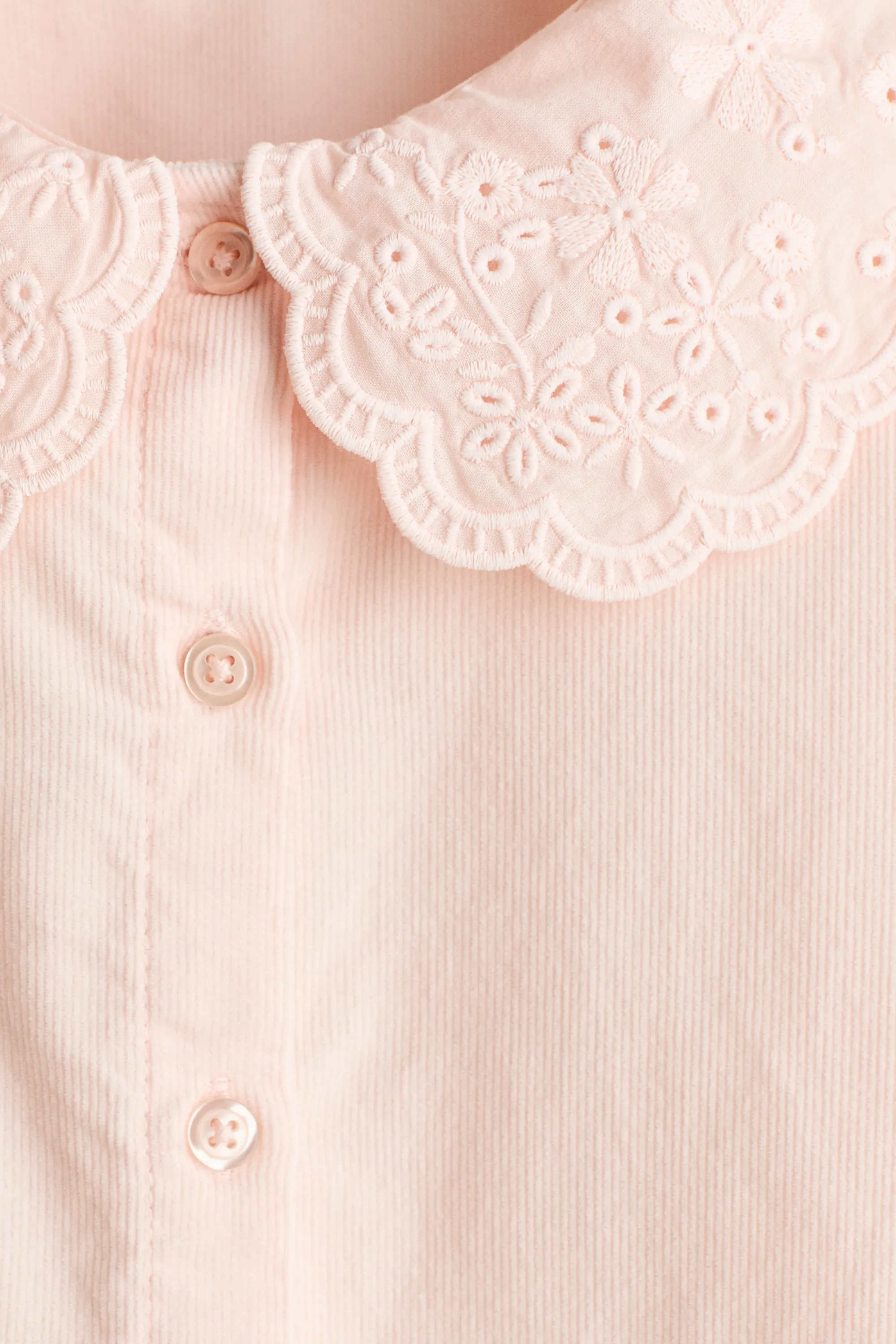 Blouse en coton avec détail brodé - Rose poudré