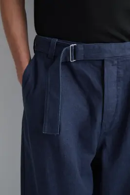 PANTALON BARREL CEINTURÉ EN DENIM - BLEU — photo 3