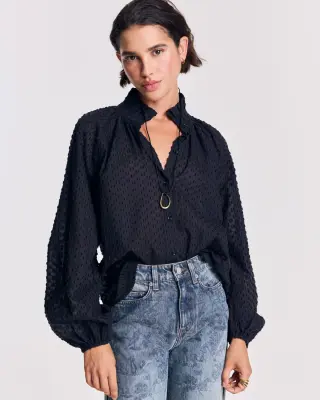 Blouse Camille plumetis bleu nuit — photo 1