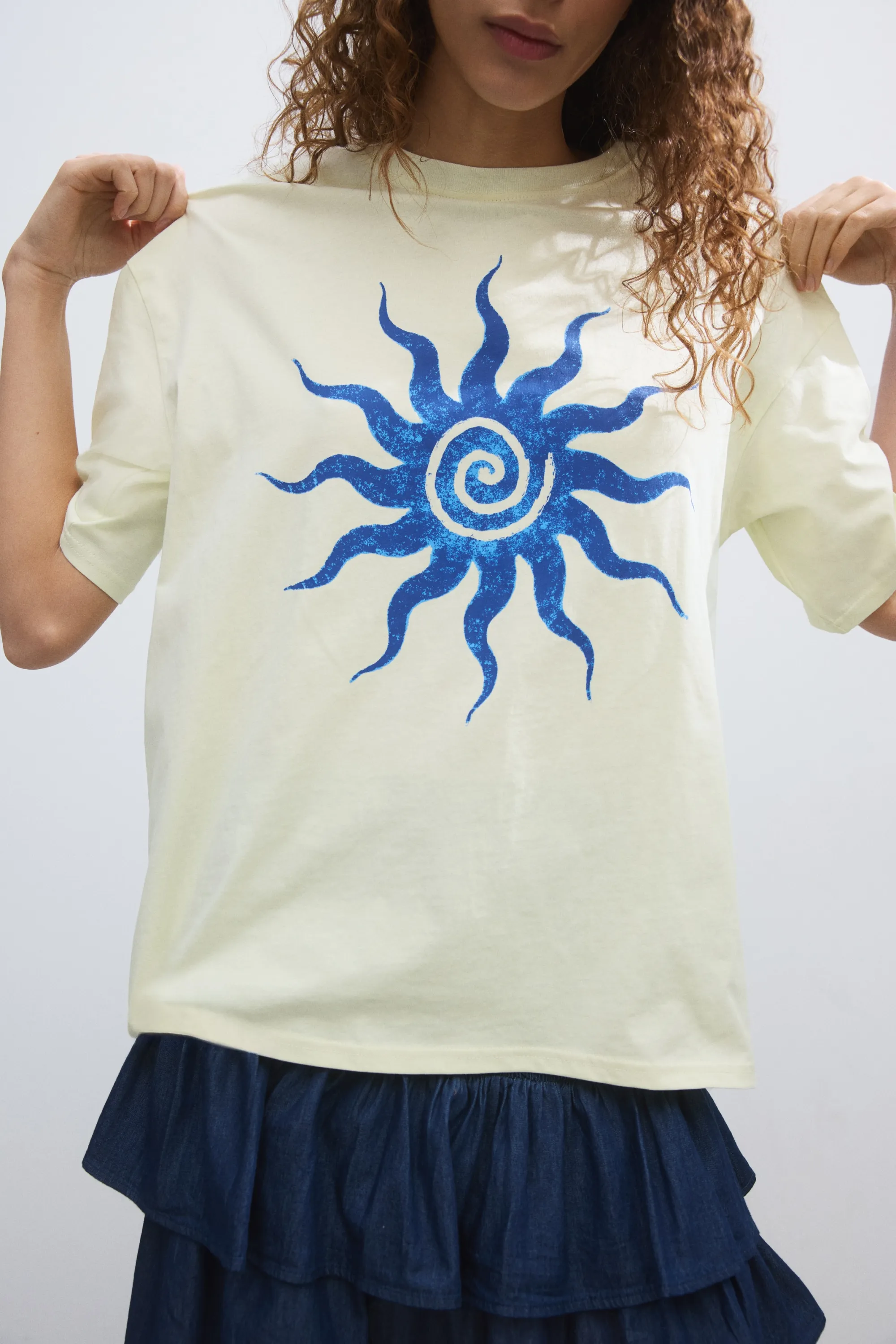 T-shirt oversize avec motif imprimé - Jaune clair/soleil