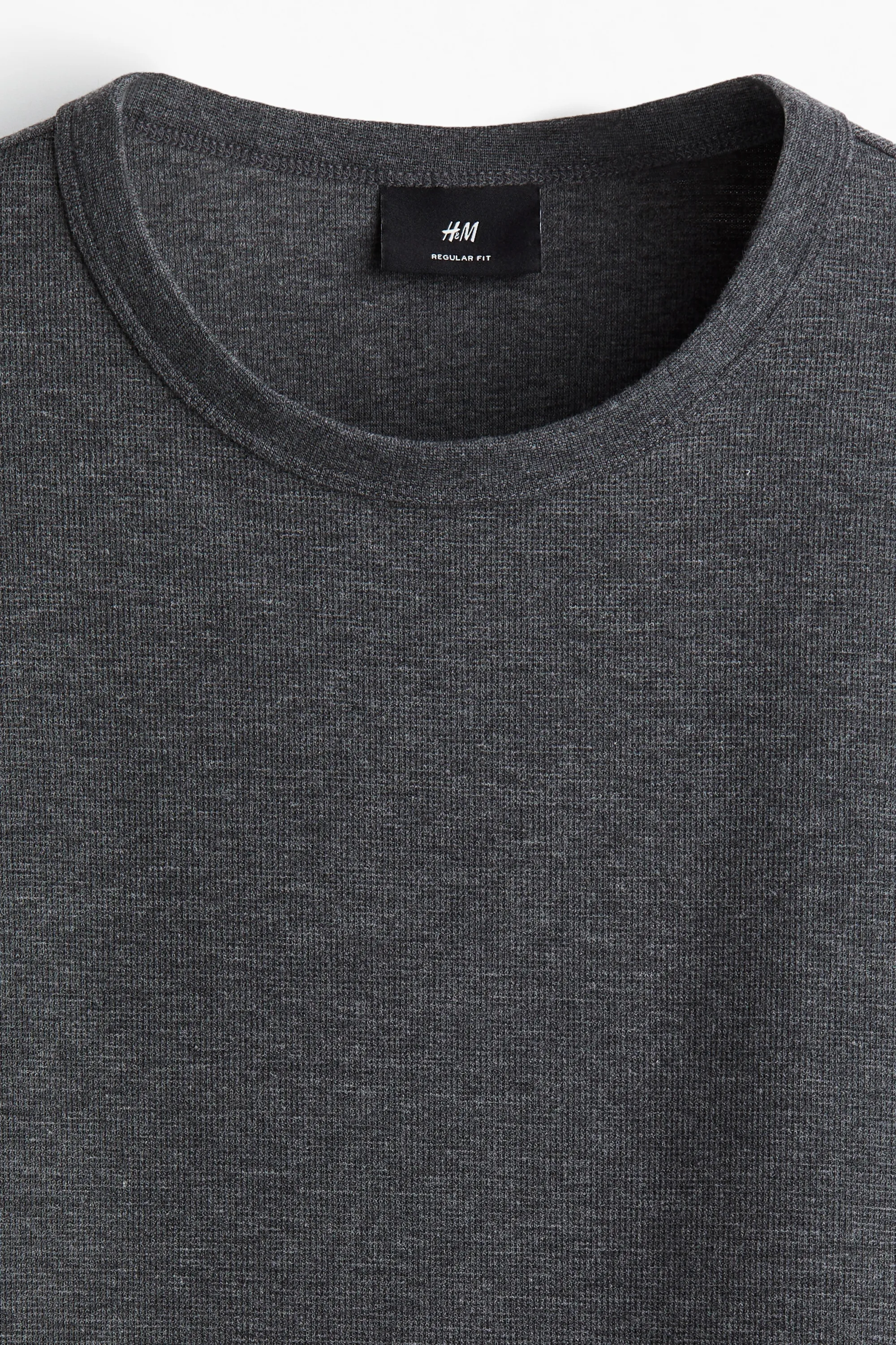 T-shirt gaufré Regular Fit - Gris foncé