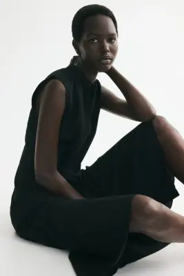 Robe chemise avec ceinture à nouer - Noir — photo 4