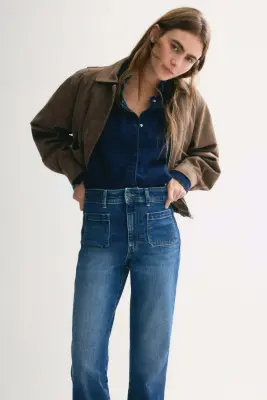 Flared High Jeans - Bleu denim foncé — photo 1