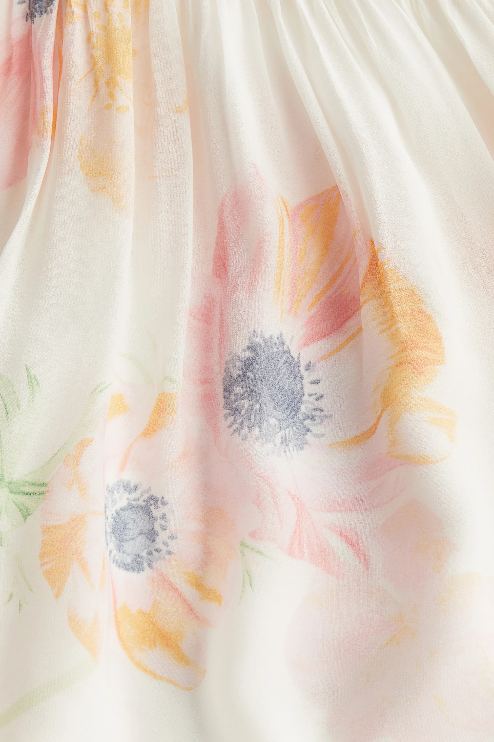 Robe en viscose froncée - Blanc/fleuri