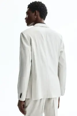 Veste Regular Fit en lin mélangé - Beige clair — photo 4