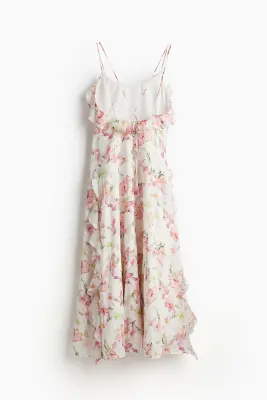 Robe volantée à bretelles fines - Blanc/fleuri — photo 1