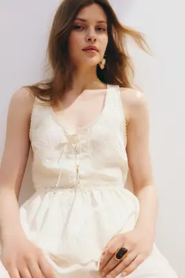 Top péplum avec laçage - Crème — photo 1