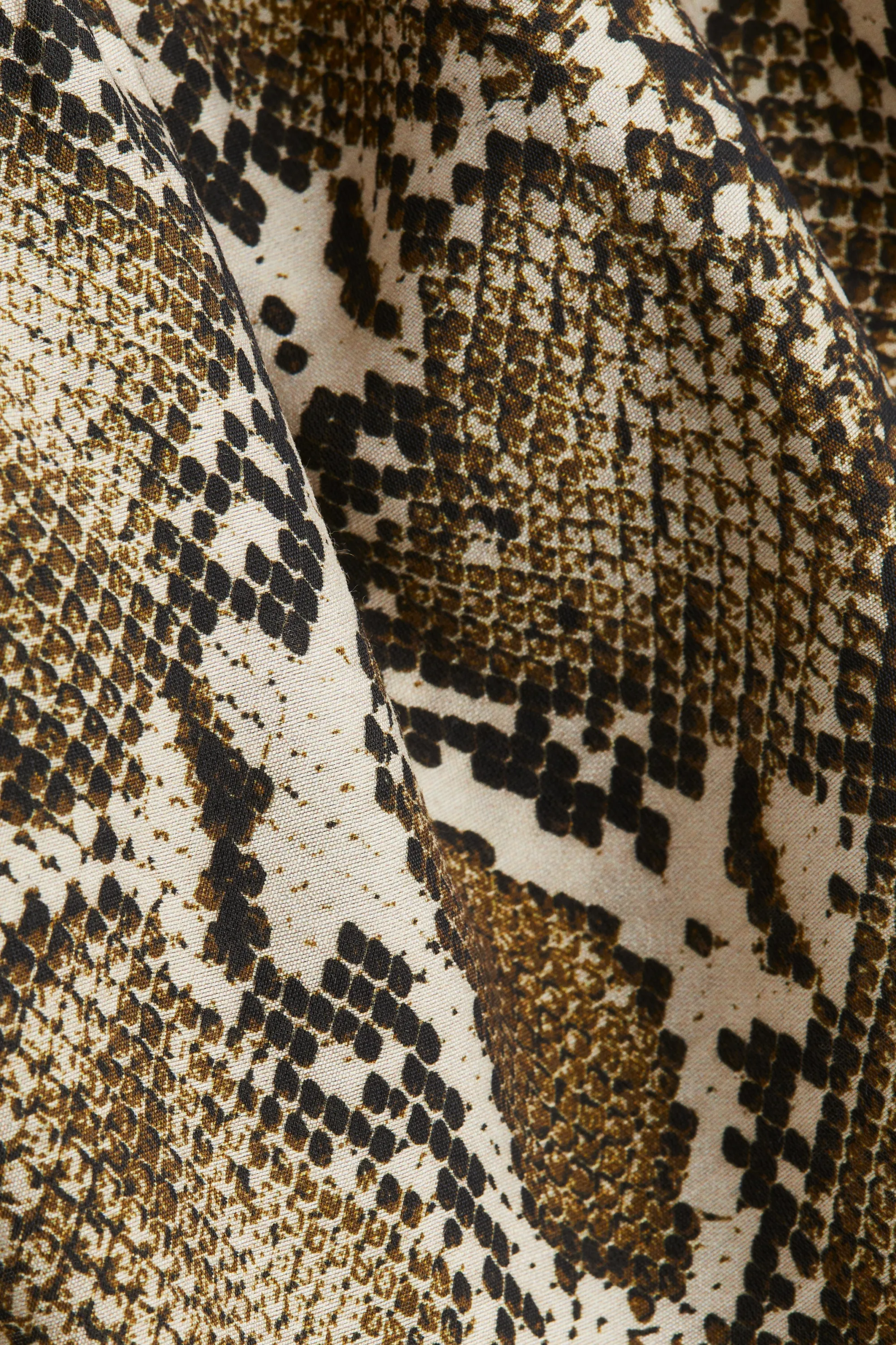 Robe longue à bretelles fines - Beige/motif peau de serpent