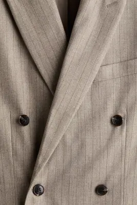 Veste Regular Fit à fermeture croisée - Beige/rayé — photo 2