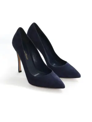 Escarpins en suède bleu marine talon stiletto bout pointu Prix boutique 560€ Taille 36,5 — photo 5