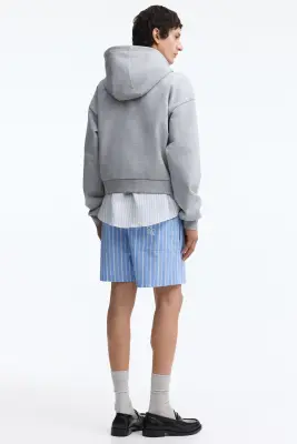 Short Regular Fit en coton - Bleu clair/rayé — photo 3