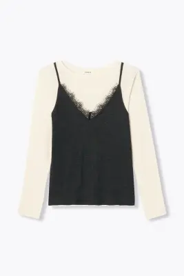 T-shirt effet superposé Femme