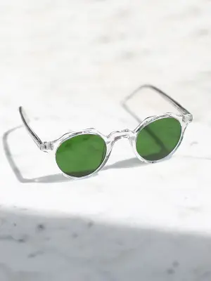 Lunettes de soleil HERI monture biseau crystal verres minéraux verts NEUVES Prix boutique 350€ — photo 2