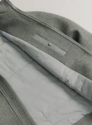 X Collar Puffer Jacket in Clay 100% Italian Wool — photo 5