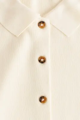Gilet avec col - Crème — photo 4