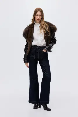 Flared High Jeans - Bleu denim foncé — photo 1