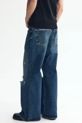 Loose Bootcut Jeans - Bleu denim foncé — photo 3