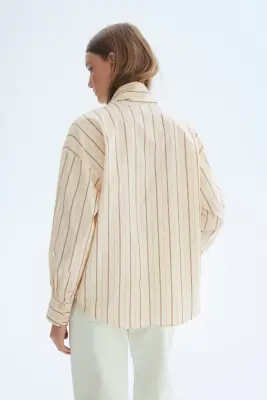 Chemise à nouer en popeline - Beige clair/rayé — photo 2