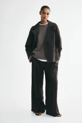 Trench-coat court avec ceinture à nouer - Marron foncé — photo 3