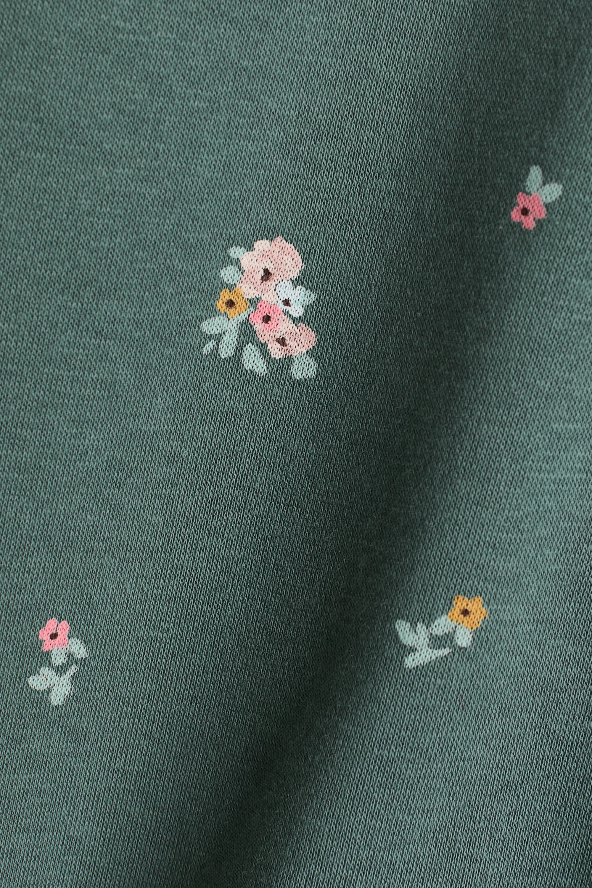 Sweat à motif imprimé avec intérieur brossé - Vert foncé/Fleurs