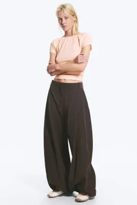 Pantalon ballon taille basse - Marron foncé — photo 2
