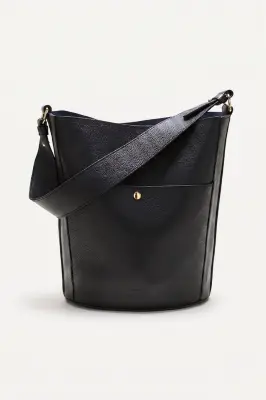 Sac Grand Sofia grainé noir intérieur marine — photo 4