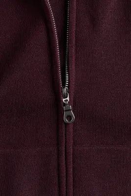 Veste à capuche en maille fine avec zip - Bordeaux — photo 5