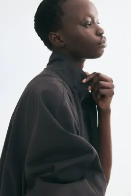 Veste oversize en twill - Marron foncé — photo 3