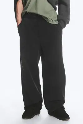 Pantalon de survêtement ample en coton épais - Noir usé — photo 1