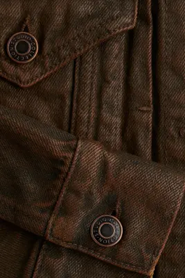 Veste en denim enduit - Marron foncé — photo 2