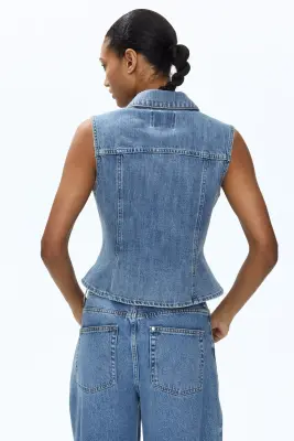Gilet sans manches en denim - Bleu denim clair — photo 3