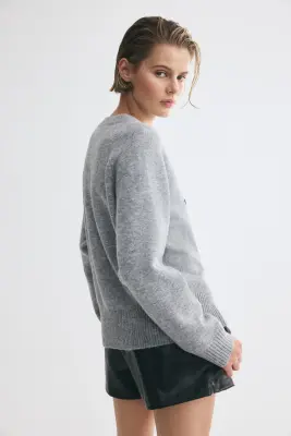 Pull avec application - Gris clair chiné/Le Studio — photo 5