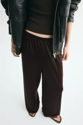 Pantalon en jersey avec taille élastique - Marron foncé — photo 1