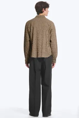 Chemise Structurée Boutonnée À Manches Longues - Marron à carreaux — photo 2