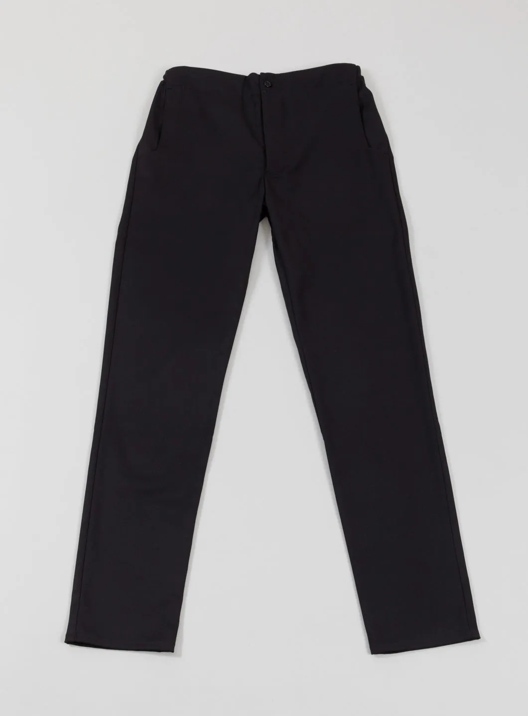 Pants with Notched Pockets in Black Serge