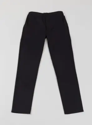 Pants with Notched Pockets in Black Serge