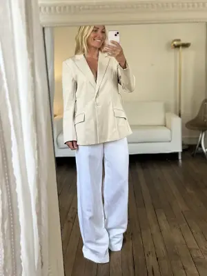 Veste de tailleur en coton mélangé beige ceinture large Prix boutique 450€ Taille 40 — photo 3