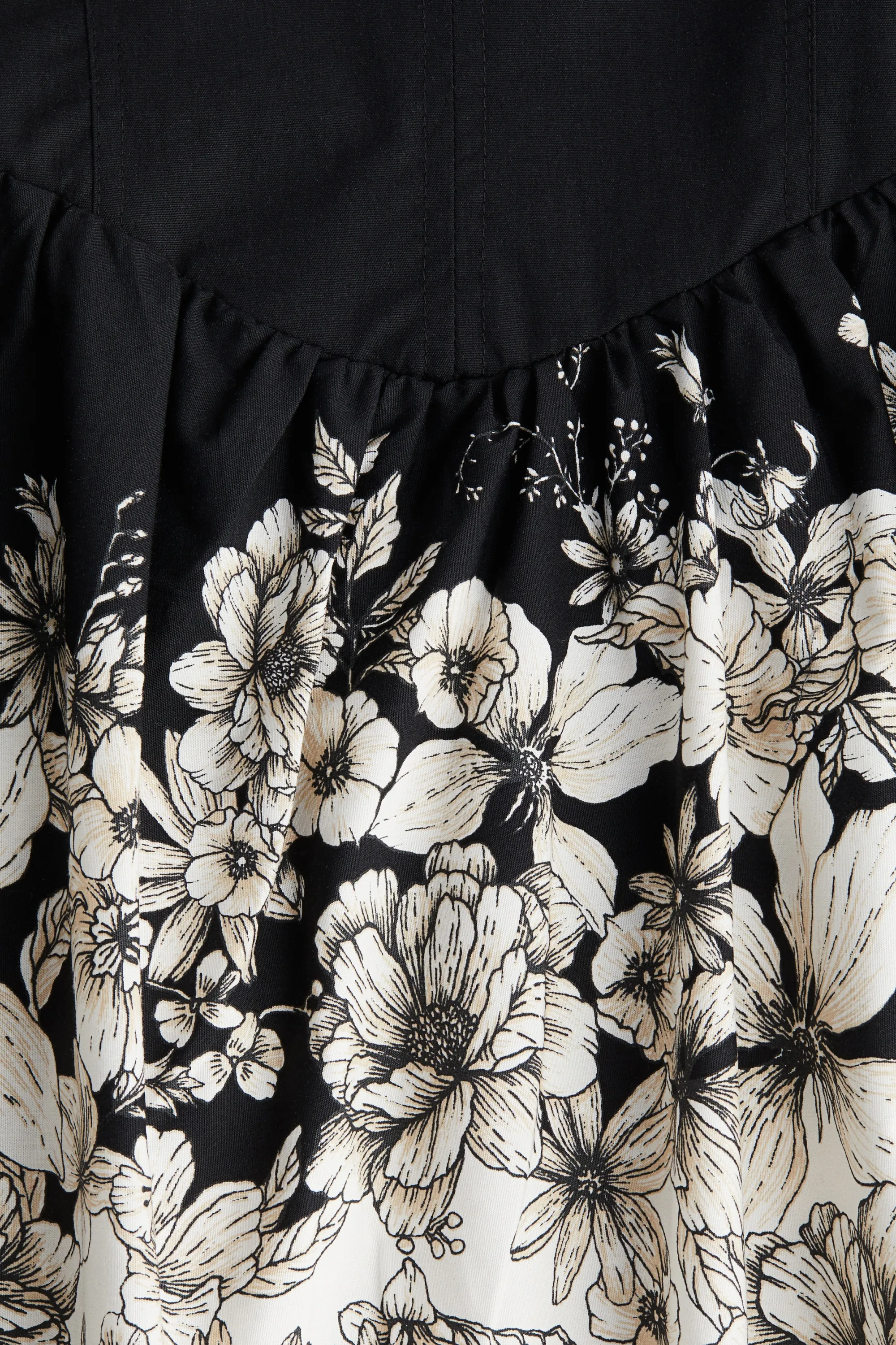 Robe avec jupe évasée - Noir/fleuri
