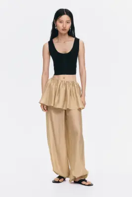 Pantalon ballon avec jupe superposée - Crème — photo 1