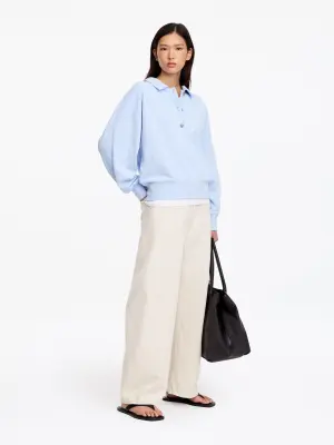 Sweat polo en tissu éponge - Bleu ciel — photo 1
