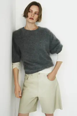 Top en cachemire brossé - Gris chiné — photo 2