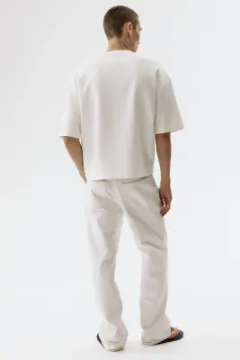 T-shirt Oversized Fit en scuba - Crème — photo 4