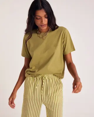 Tee-shirt Bree vert mousse brodé — photo 1