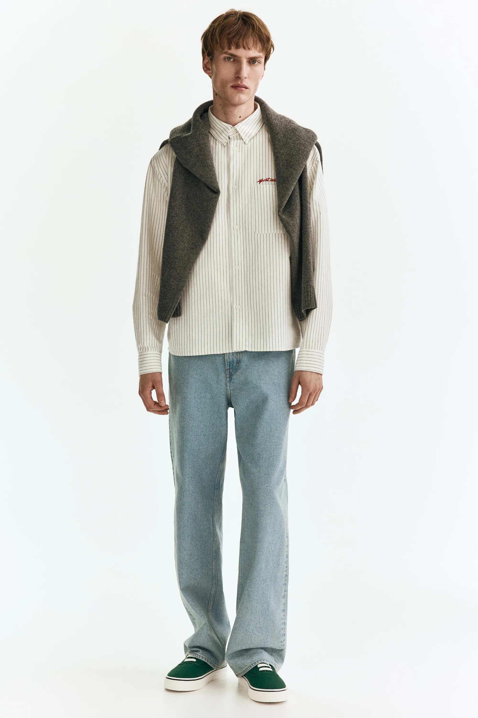 Chemise Oxford Loose Fit - Blanc/rayé