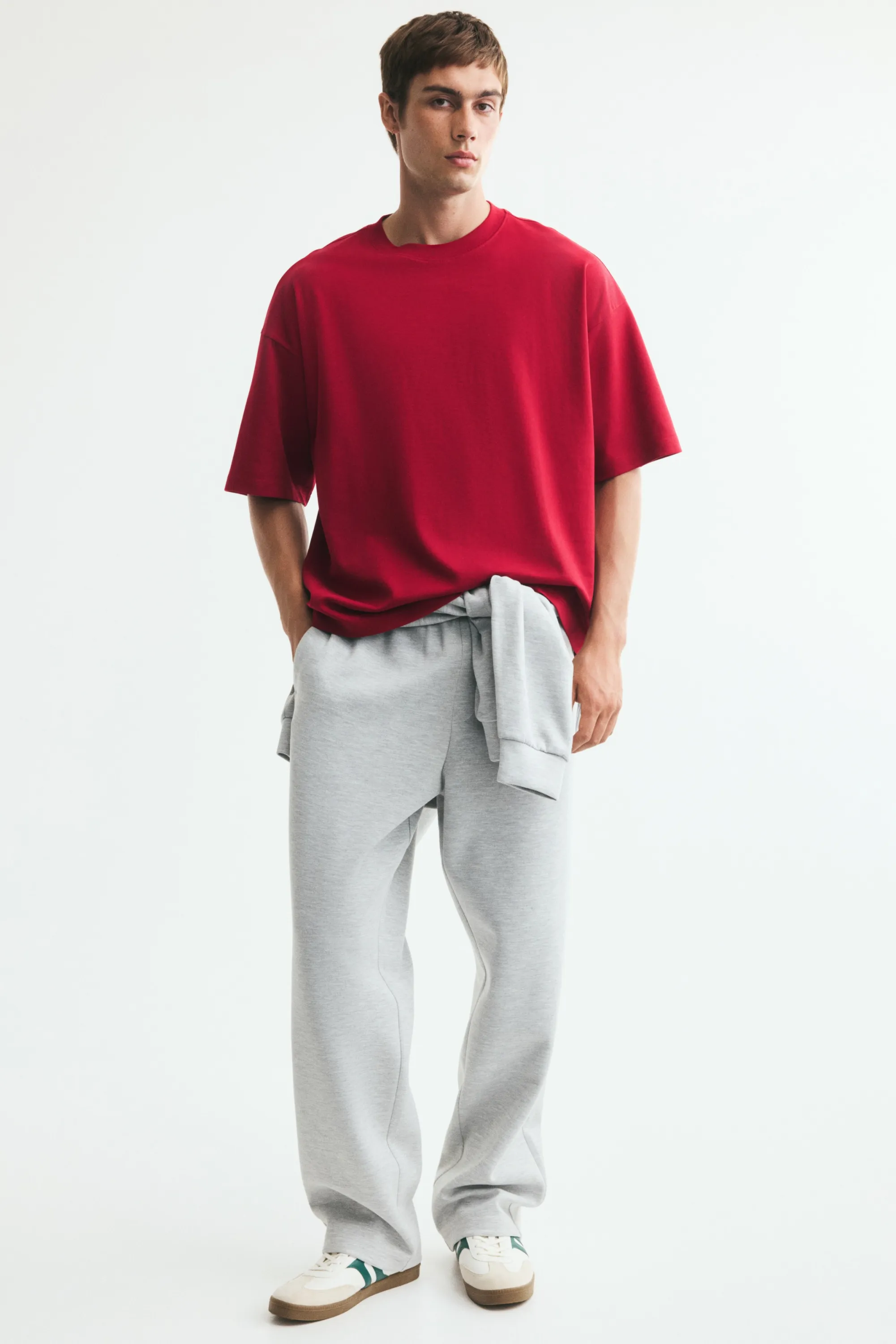 T-shirt Oversized Fit en interlock - Rouge foncé
