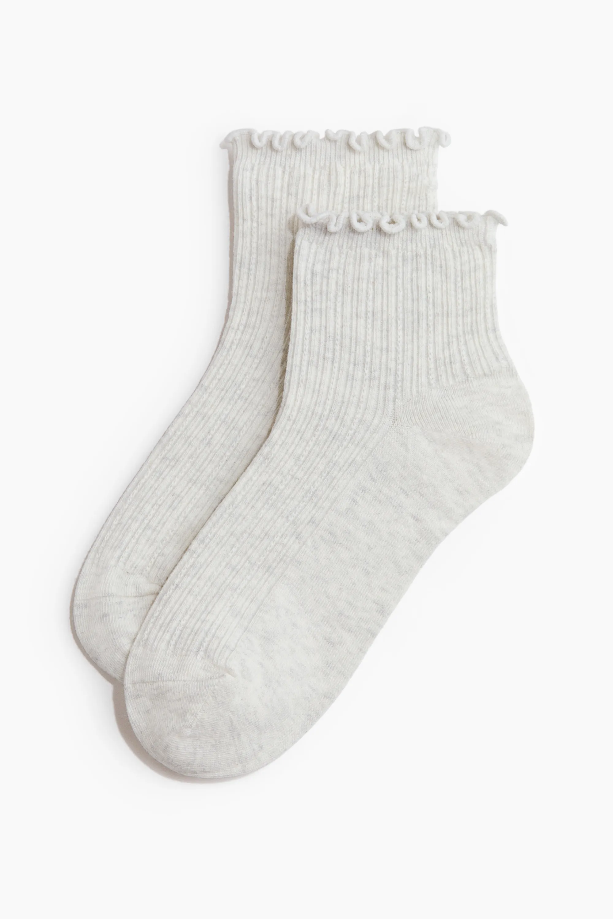 Lot de 3 paires de socquettes en maille côtelée - Gris/crème chiné/rose clair