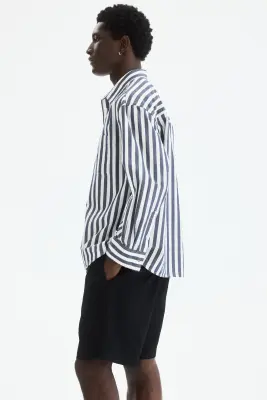 Short Relaxed Fit en lin mélangé - Noir — photo 4